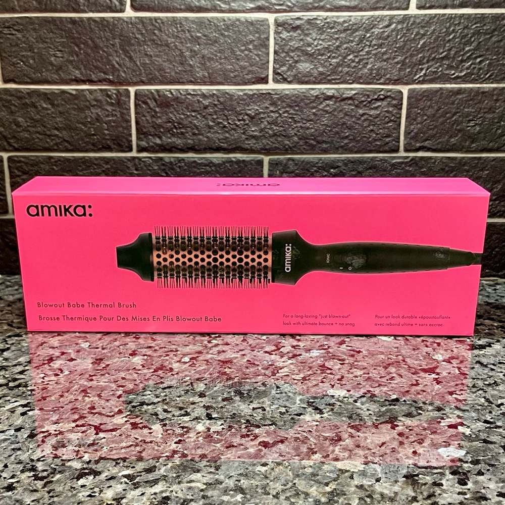 amika Pink and Black Blowout Babe Thermal Brush